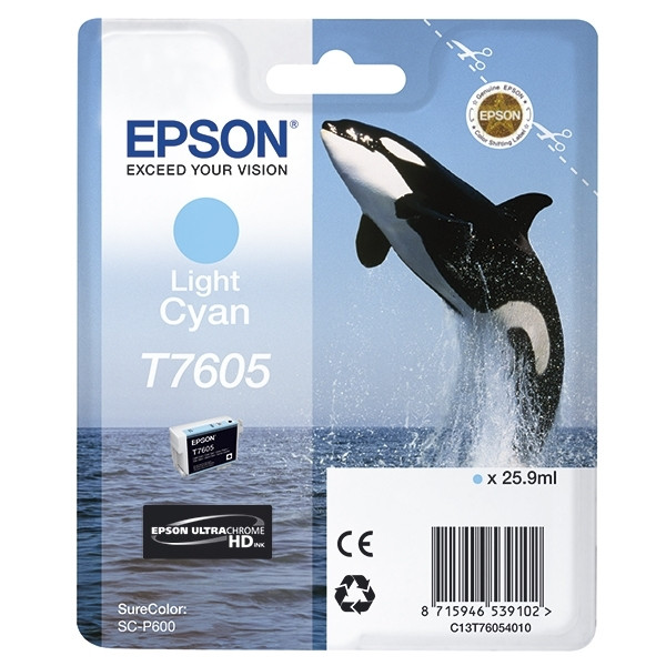 Epson T7605 light cyan ink cartridge (original Epson) C13T76054010 026730 - 1