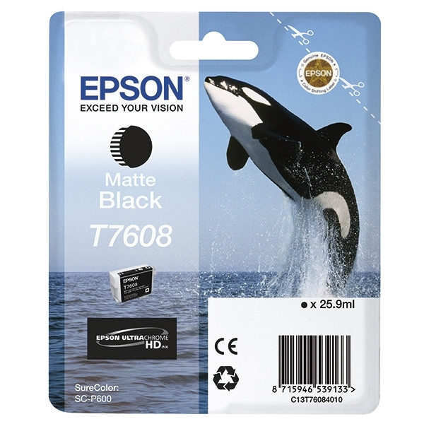 Epson T7608 matte black ink cartridge (original Epson) C13T76084010 026736 - 1