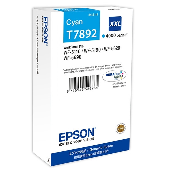 Epson T7892 high capacity cyan ink cartridge (original) C13T789240 026662 - 1