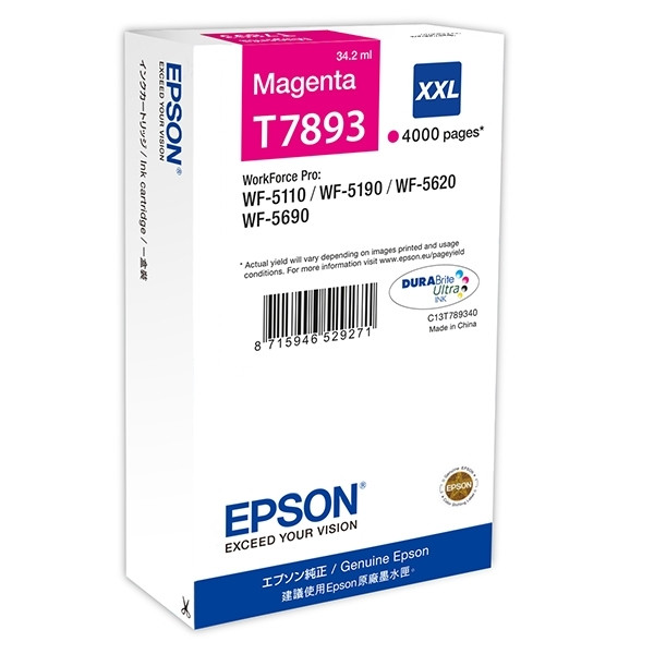 Epson T7893 high capacity magenta ink cartridge (original) C13T789340 026664 - 1