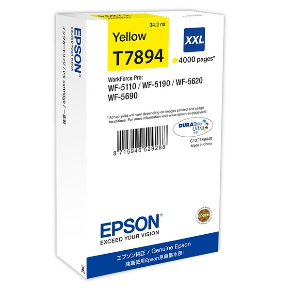 Epson T7894 high capacity yellow ink cartridge (original) C13T789440 026666 - 1