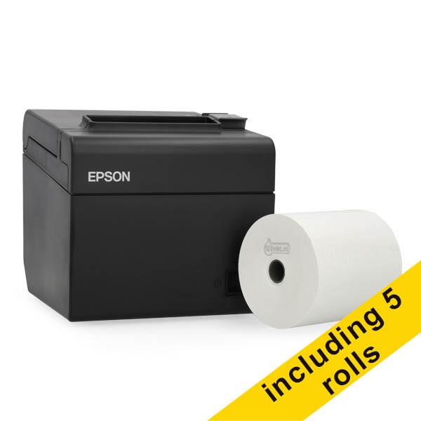 Epson TM-T20III (012) receipt printer with Ethernet bundle with 123ink white thermo cash register roll, 80mm x 80mm x 12mm (5-pack) 831986 - 1