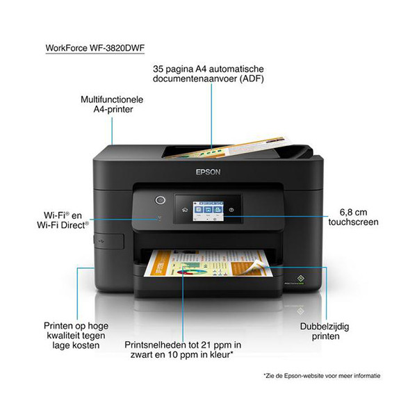 Epson WorkForce Pro WF-3820DWF All-in-One A4 Inkjet Printer with WiFi (4 in 1) C11CJ07401 C11CJ07403 831752 - 9