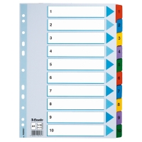 Cardboard tabs 1-10 (10 coloured tabs) | A4, 11-hole | Esselte 203834