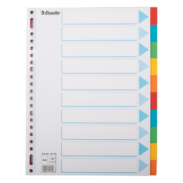 Cardboard tabs (10 coloured tabs) | A4, 23-hole | Esselte 203512 - 1