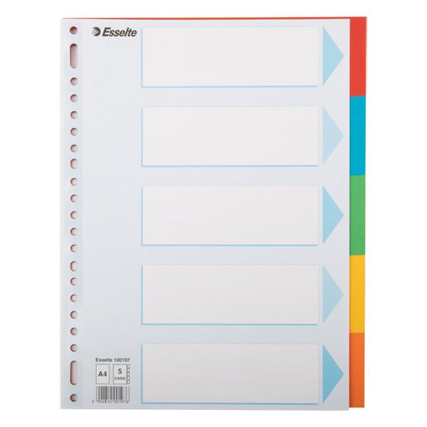Cardboard tabs (5 coloured tabs) | A4, 23-hole | Esselte 203510 - 1