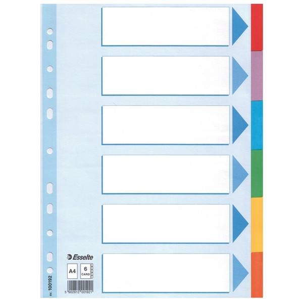 Cardboard tabs (6 coloured tabs) | A4, 11-hole | Esselte 203848 - 1