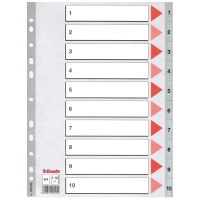 Plastic tabs 1-10 (10 grey tabs) | A4, 11-hole | Esselte 203812