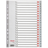 Plastic tabs 1-20 (20 grey tabs) | A4, 11-hole | Esselte 203816