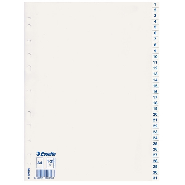 Plastic tabs 1-31 (31 white tabs) | A4, 11-hole | Esselte 203832 - 1