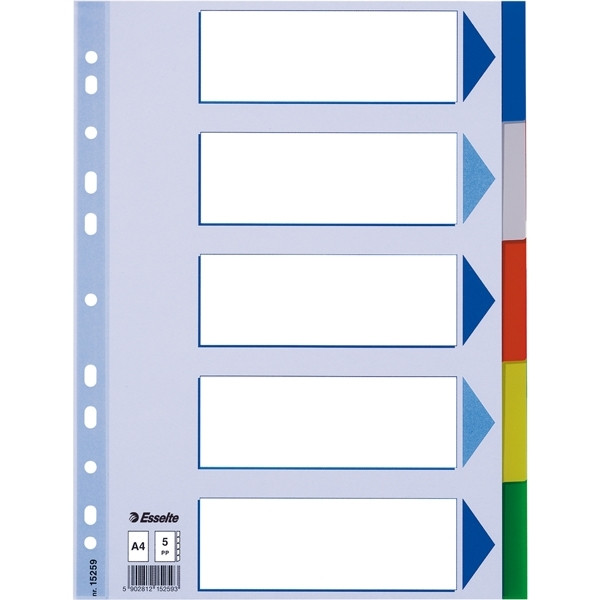 Plastic tabs (5 coloured tabs) | A4, 11-hole | Esselte 203798 - 1