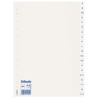 Plastic tabs A-Z (20 white tabs) | A4, 11-hole | Esselte 203828