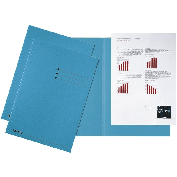 Esselte blue A4 inlay folder cardboard with equal sides and line printing (100-pack) 2113402 203600 - 1