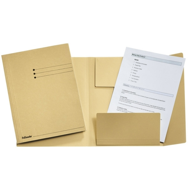 Esselte cream 3-flap folder with line printing (50-pack) 1032304 203742 - 1