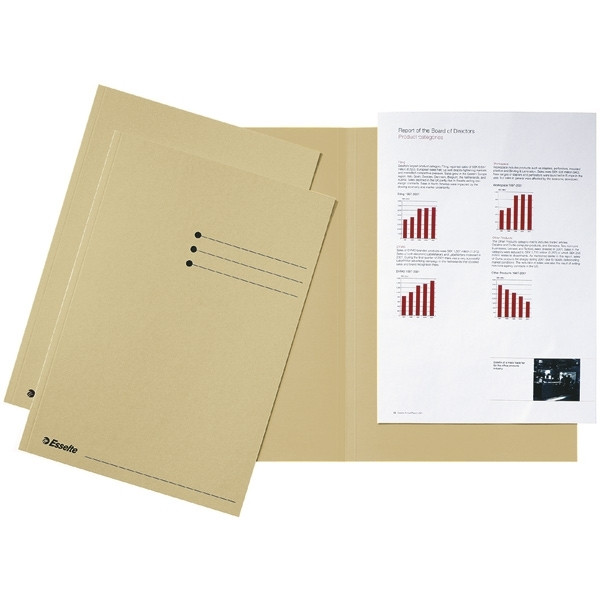Esselte cream A4 inlay folder cardboard with equal sides and line printing (100-pack) 2113404 203602 - 1