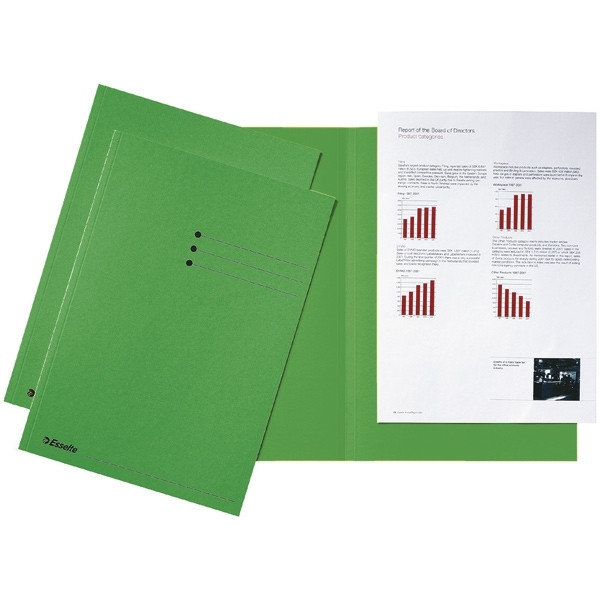 Esselte green A4 inlay folder with equal sides and line printing  (100-pack) 2113408 203608 - 1