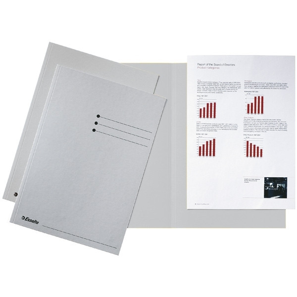 Esselte grey A4 inlay foler with equal sides and line printing (100-pack) 2113407 203606 - 1