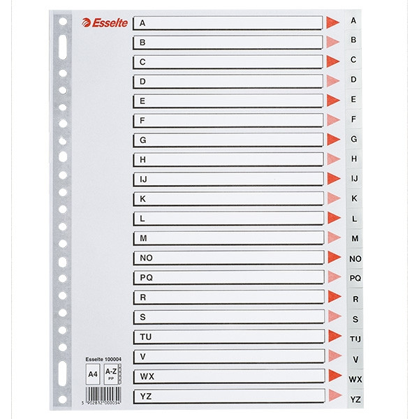 Esselte grey A4 plastic tabs with A-Z tabs (23 holes) 100004 203826 - 1