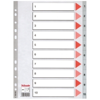 Esselte grey A4 plastic tabs with indexes 1-10 (11 holes) 100105 203812