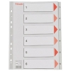 Esselte grey A4 plastic tabs with indexes 1-6 (11 holes)