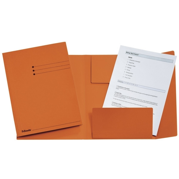 Esselte orange 3-flap folder with line printing (50-pack) 1032313 203750 - 1
