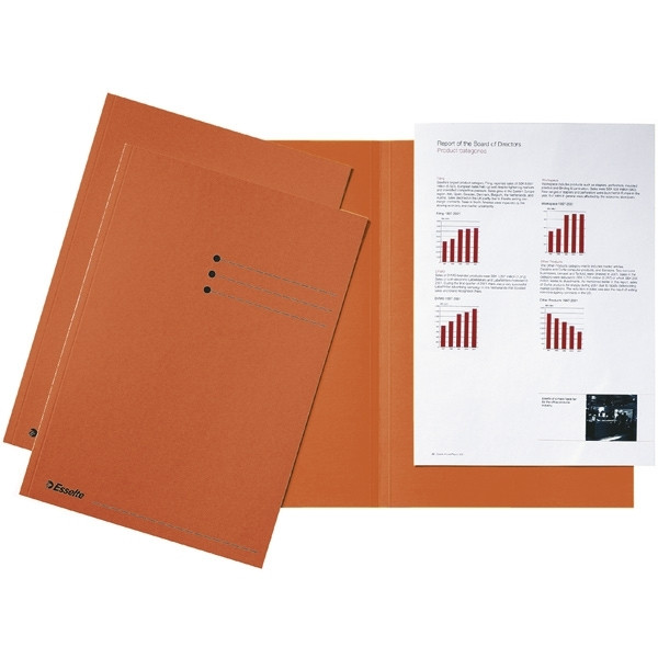 Esselte orange A4 cardboard inlay folder with equal sides and line printing (100-pack) 2113413 203614 - 1