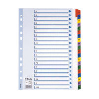 Esselte white/coloured A4 cardboard tabs with A-Z tabs (11 holes) 100166 203844