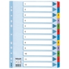 Esselte white/coloured A4 cardboard tabs with indexes 1-12 (11 holes)