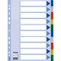 Esselte white/coloured A4 plastic tabs with 10 tabs (11 holes) 15261 203802