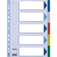 Esselte white/coloured A4 plastic tabs with 5 tabs (11 holes) 15259 203798