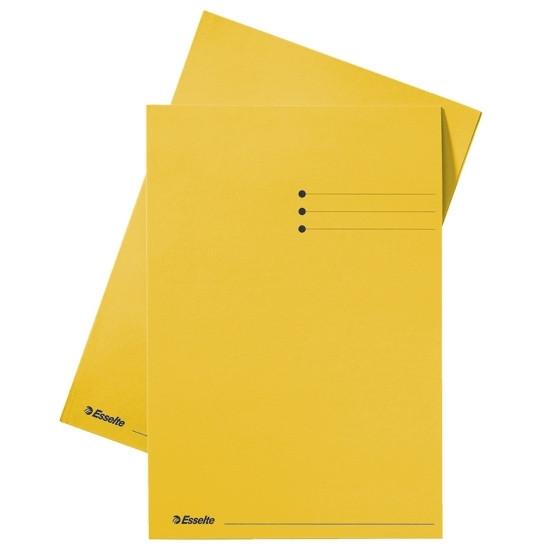 Esselte yellow A4 inlay folder cardboard with line printing and 10mm overlap (100-pack) 2013406 203624 - 1