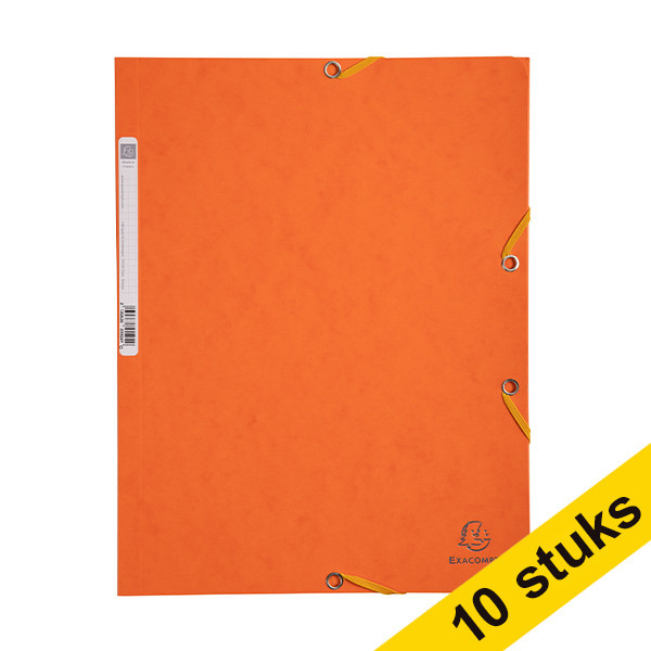 10x Exacompta orange A4 glossy cardboard elastomer folder with 3 flaps 404062 - 1