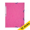 10x Exacompta pink A4 glossy cardboard elastomer folder with 3 flaps 404070 - 1