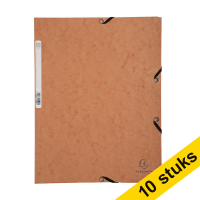 10x Exacompta tabac A4 glossy cardboard elastomer folder with 3 flaps