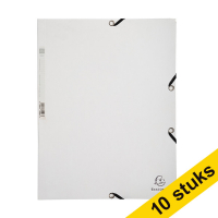 10x Exacompta white A4 glossy cardboard elastomer folder with 3 flaps