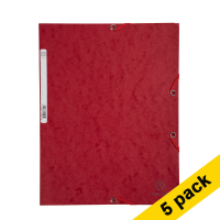 5x Exacompta cherry red A4 glossy cardboard elastomer folder with 3 flaps
