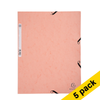 5x Exacompta coral A4 glossy cardboard elastomer folder with 3 flaps