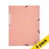 5x Exacompta coral A4 glossy cardboard elastomer folder with 3 flaps 404052 - 1
