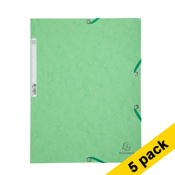 5x Exacompta lime green A4 glossy cardboard elastomer folder with 3 flaps 404047 - 1