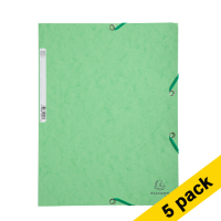 5x Exacompta lime green A4 glossy cardboard elastomer folder with 3 flaps