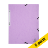 5x Exacompta mauve A4 glossy cardboard elastomer folder with 3 flaps 404058 - 1