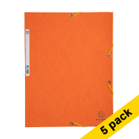 5x Exacompta orange A4 glossy cardboard elastomer folder with 3 flaps