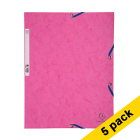 5x Exacompta pink A4 glossy cardboard elastomer folder with 3 flaps