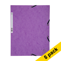 5x Exacompta purple A4 glossy cardboard elastomer folder with 3 flaps