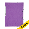 5x Exacompta purple A4 glossy cardboard elastomer folder with 3 flaps 404044 - 1