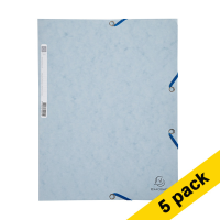 5x Exacompta turtledove grey A4 glossy cardboard elastomer folder with 3 flaps