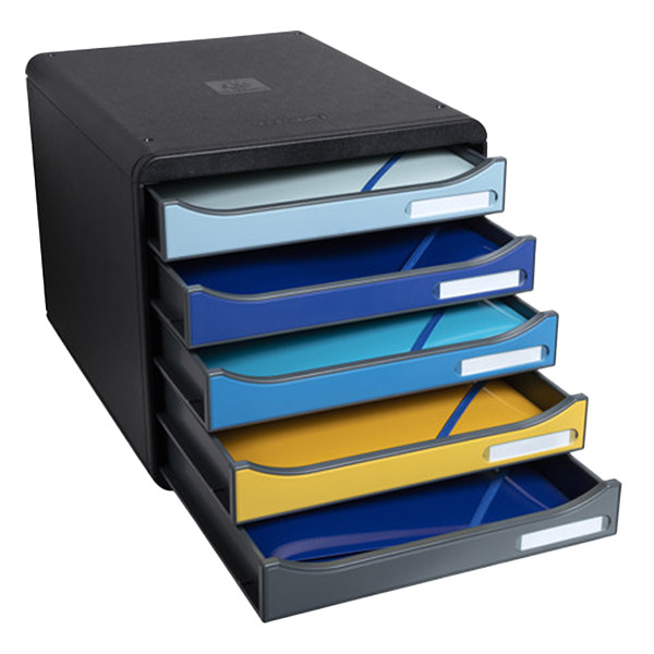 Exacompta Bee Blue Plus assorted drawer unit (5 drawers) 3094202D 404099 - 4