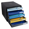 Exacompta Bee Blue Plus assorted drawer unit (5 drawers) 3094202D 404099 - 4