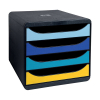 Exacompta Bee Blue assorted drawer unit (4 drawers) 3104202D 404098 - 1