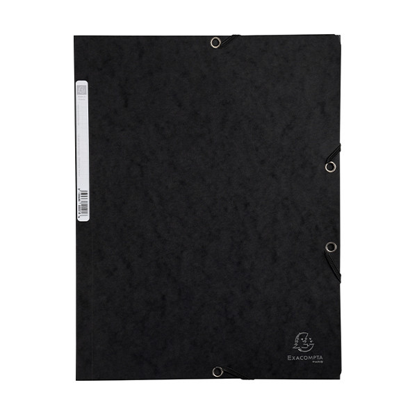 Exacompta black A4 glossy cardboard elastomer folder with 3 flaps 55501E 404017 - 1